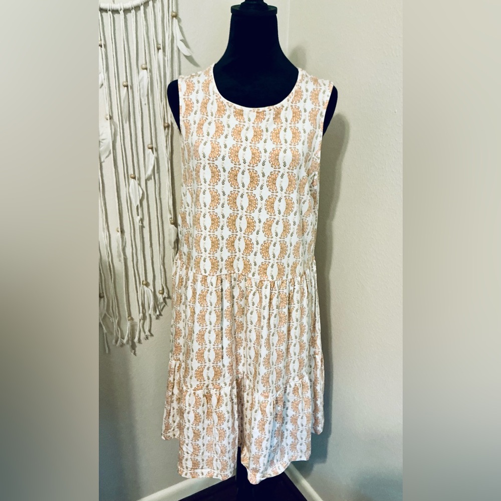 NWT Style & Co. Peach Woodblock Sleeveless Dress